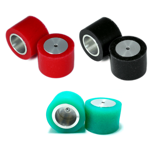 Kit de rines de aluminio con llantas de silicón para robot Mini Sumo — rojo, negro y verde