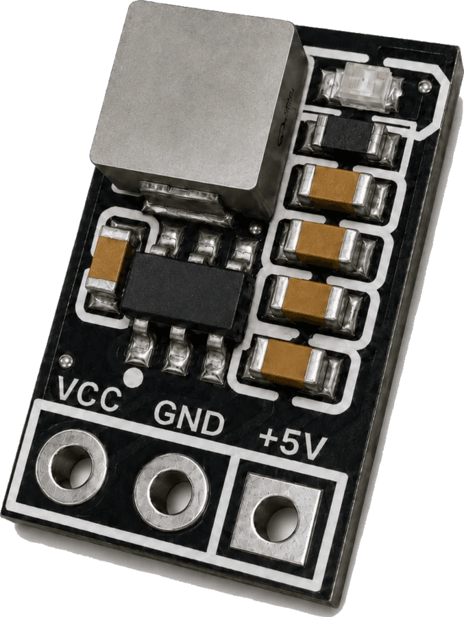 Convertidor Buck DC-DC de FDJ Robotics, vista frontal