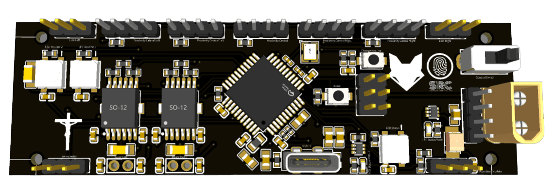 Render de la PCB del robot Mini Lolazo MK2 de FDJ Robotics